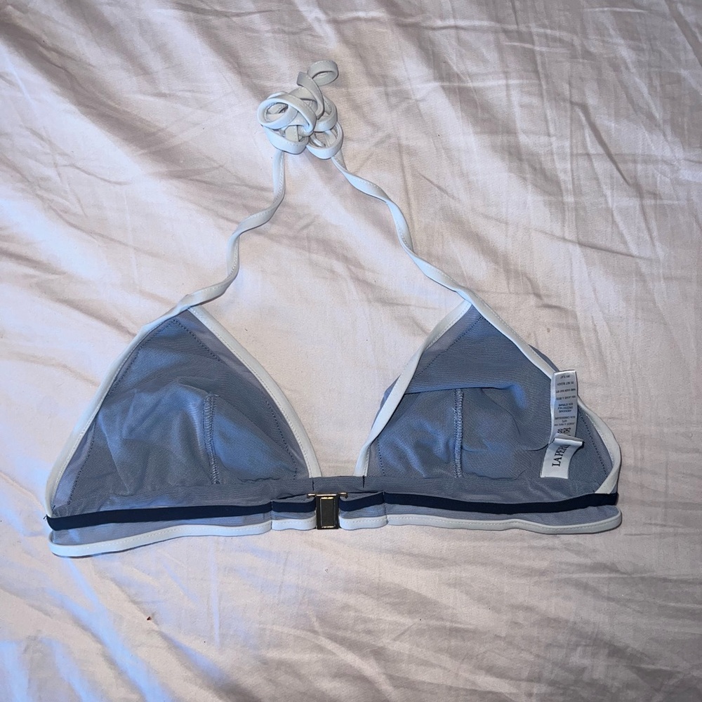 La Perla Kosmos Mesh-Trimmed Triangle Bikini Top Blue Size 38B - Picture 6 of 8